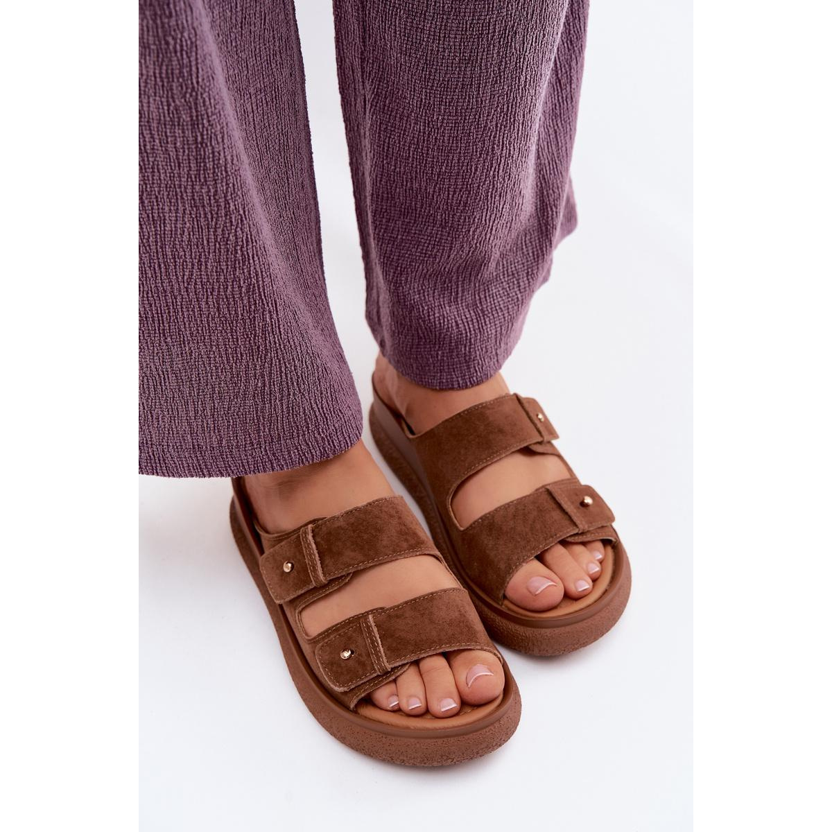 Kožené semišové dámske platformové sandále Vinceza 66916 Camel - Odtiene hnedej a béžovej
