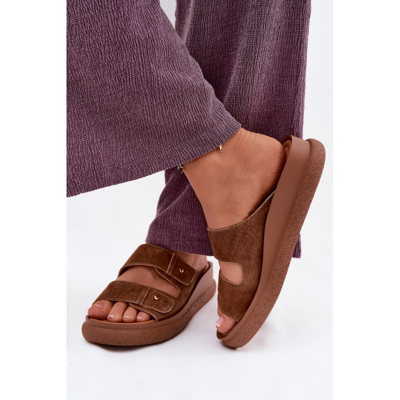 Kožené semišové dámske platformové sandále Vinceza 66916 Camel - Odtiene hnedej a béžovej