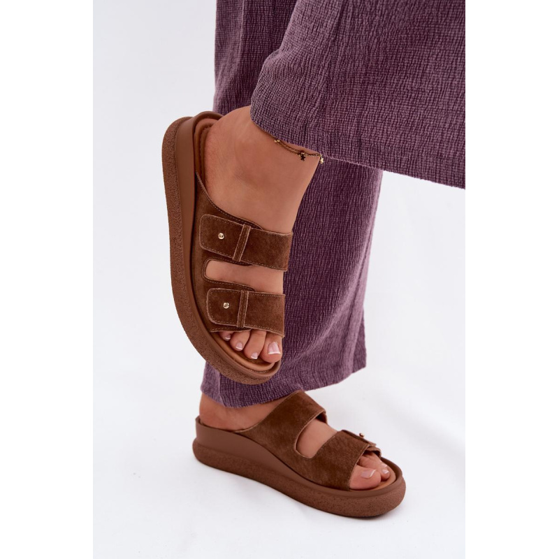 Kožené semišové dámske platformové sandále Vinceza 66916 Camel - Odtiene hnedej a béžovej