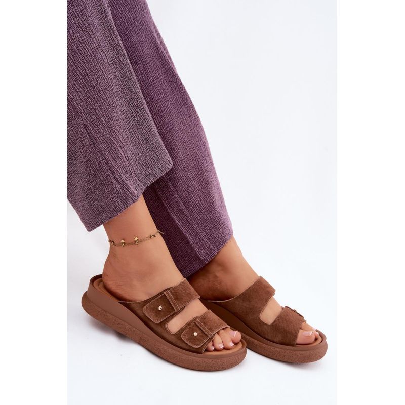 Kožené semišové dámske platformové sandále Vinceza 66916 Camel - Odtiene hnedej a béžovej