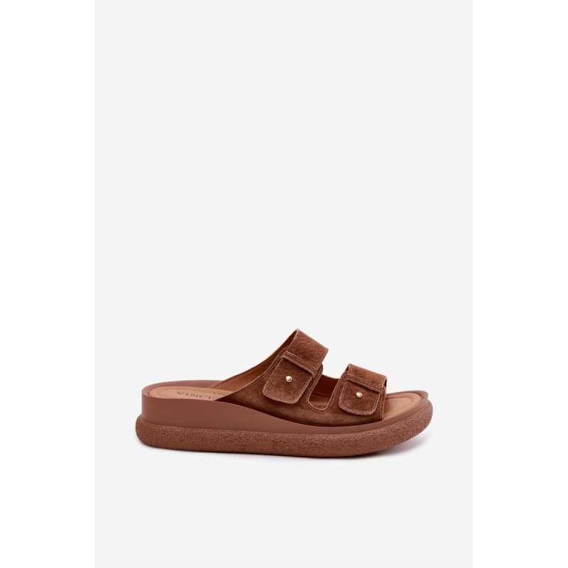 Kožené semišové dámske platformové sandále Vinceza 66916 Camel - Odtiene hnedej a béžovej