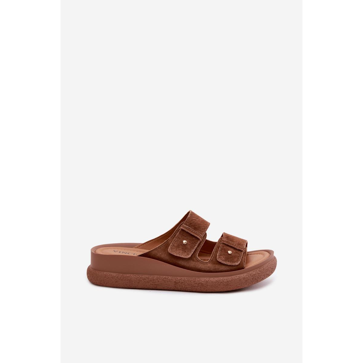 Kožené semišové dámske platformové sandále Vinceza 66916 Camel - Odtiene hnedej a béžovej