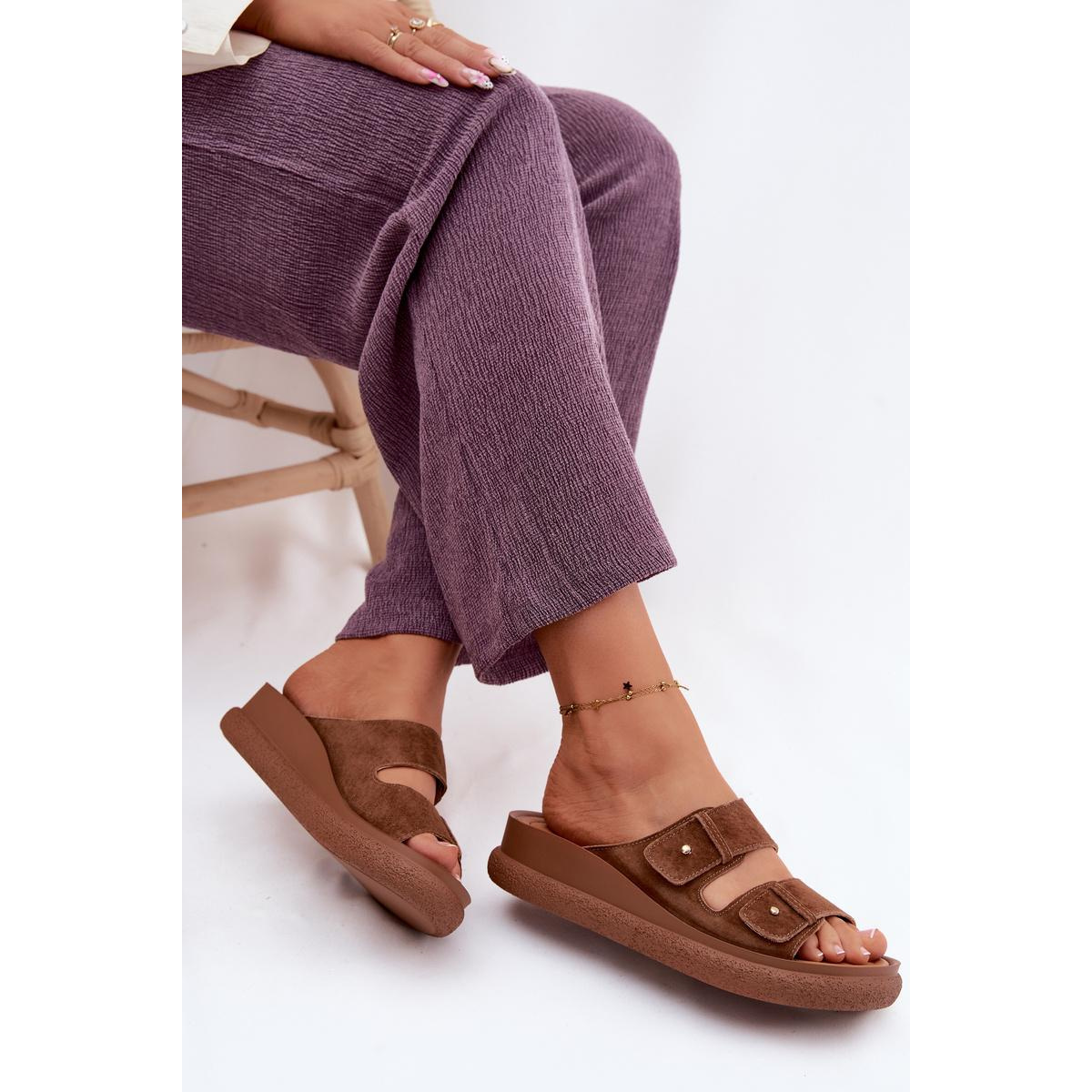 Kožené semišové dámske platformové sandále Vinceza 66916 Camel - Odtiene hnedej a béžovej