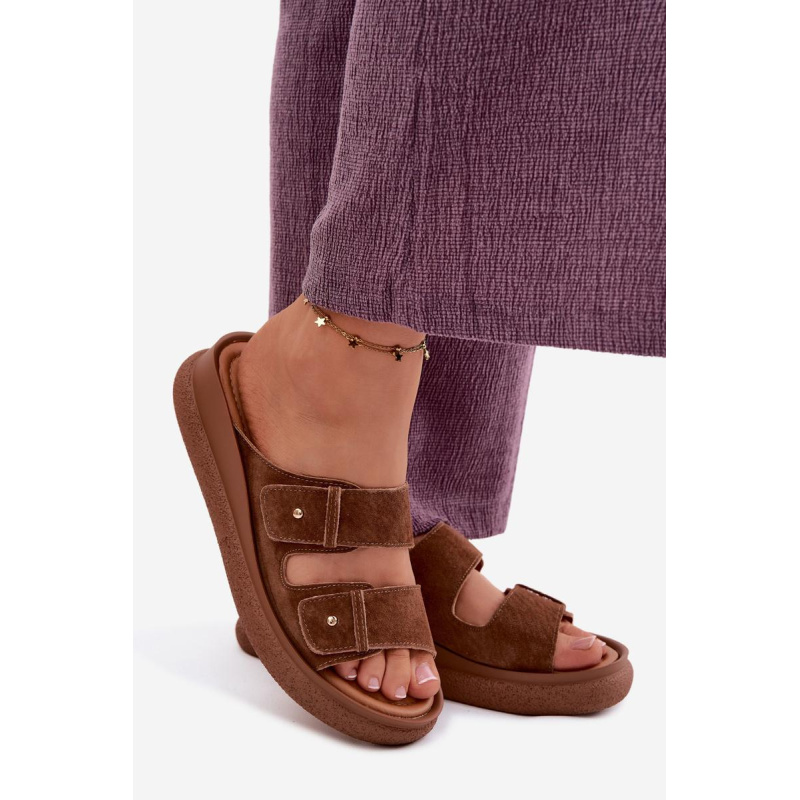 Kožené semišové dámske platformové sandále Vinceza 66916 Camel - Odtiene hnedej a béžovej