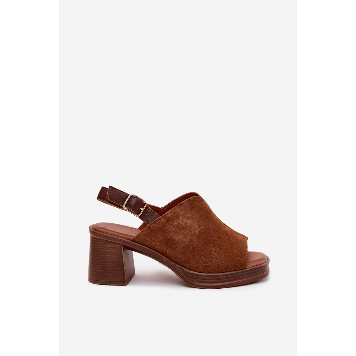 Kožené semišové sandále na opätku Vinceza 39995 Camel - Odtiene hnedej a béžovej