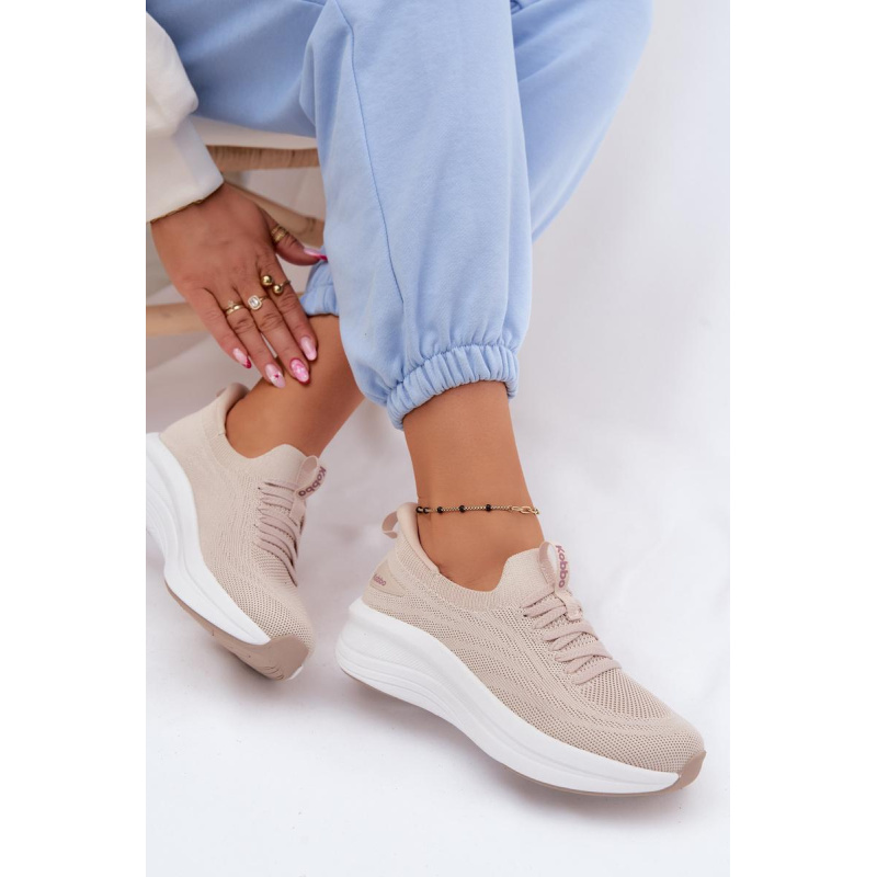 Materiálové Športové Topánky Dámske Slip-On Sneakers Kobbo 102425 Béžové - Béžová