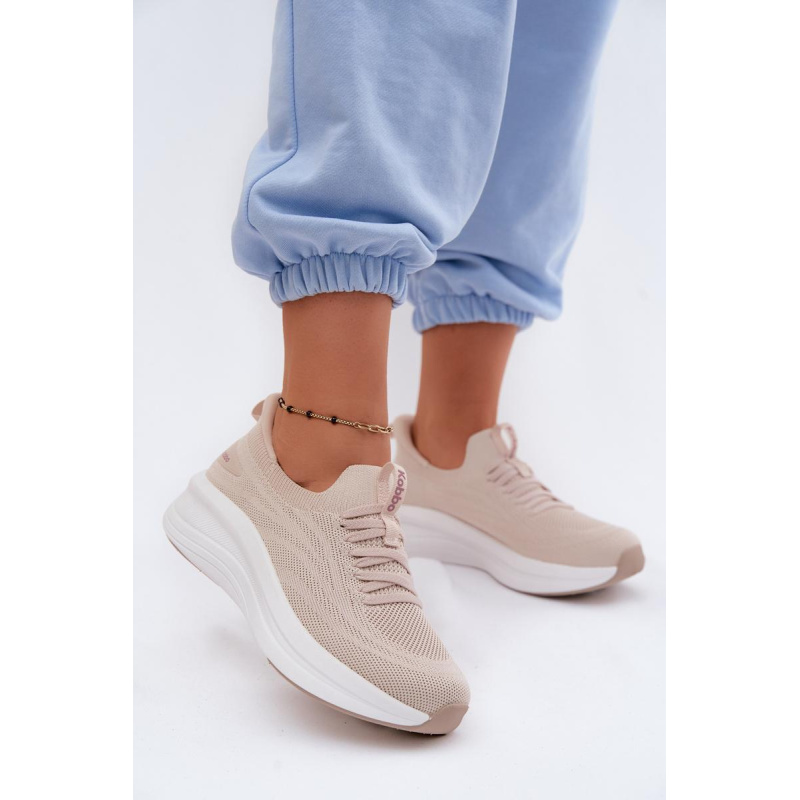 Materiálové Športové Topánky Dámske Slip-On Sneakers Kobbo 102425 Béžové - Béžová