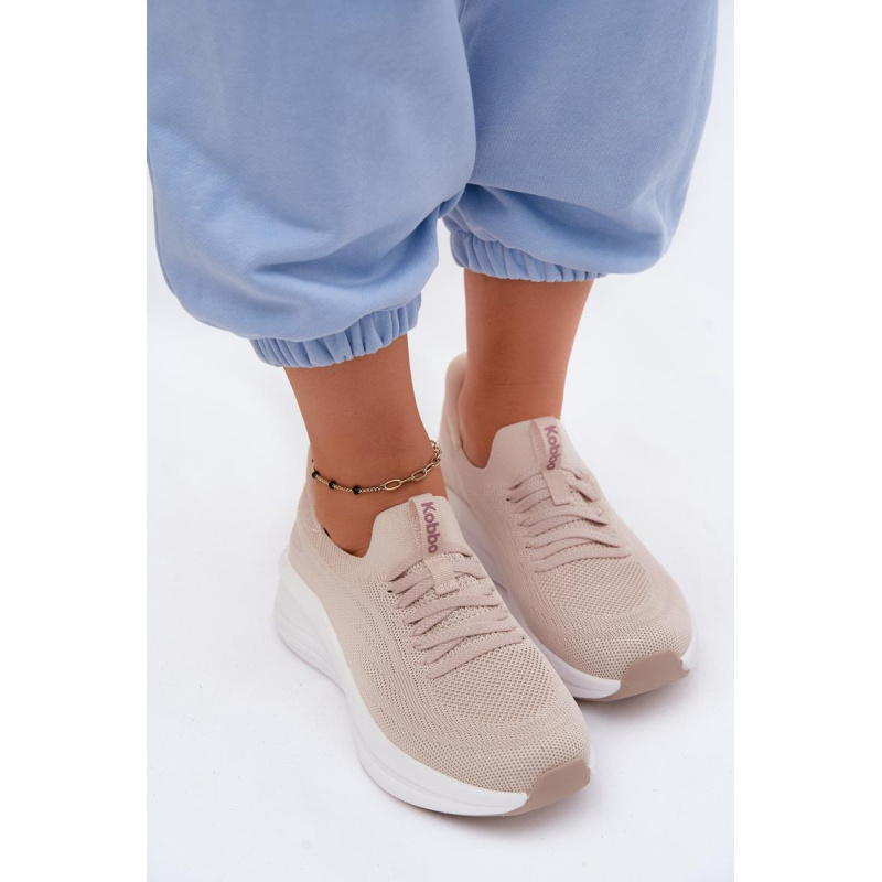 Materiálové Športové Topánky Dámske Slip-On Sneakers Kobbo 102425 Béžové - Béžová