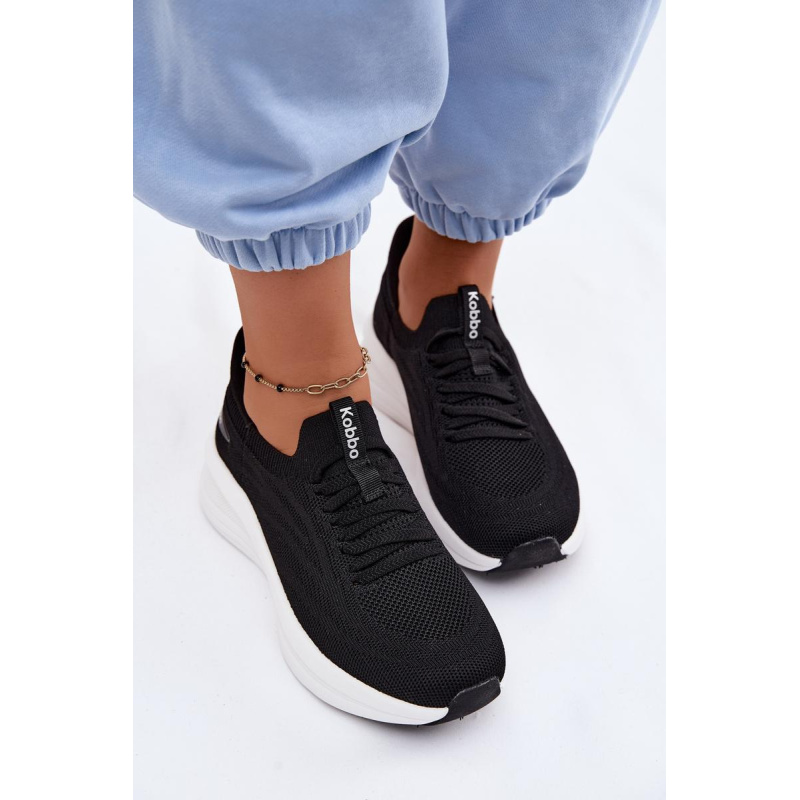 Materiálové Športové Topánky Dámske Slip-On Kobbo 102425 Čierne - Čierna