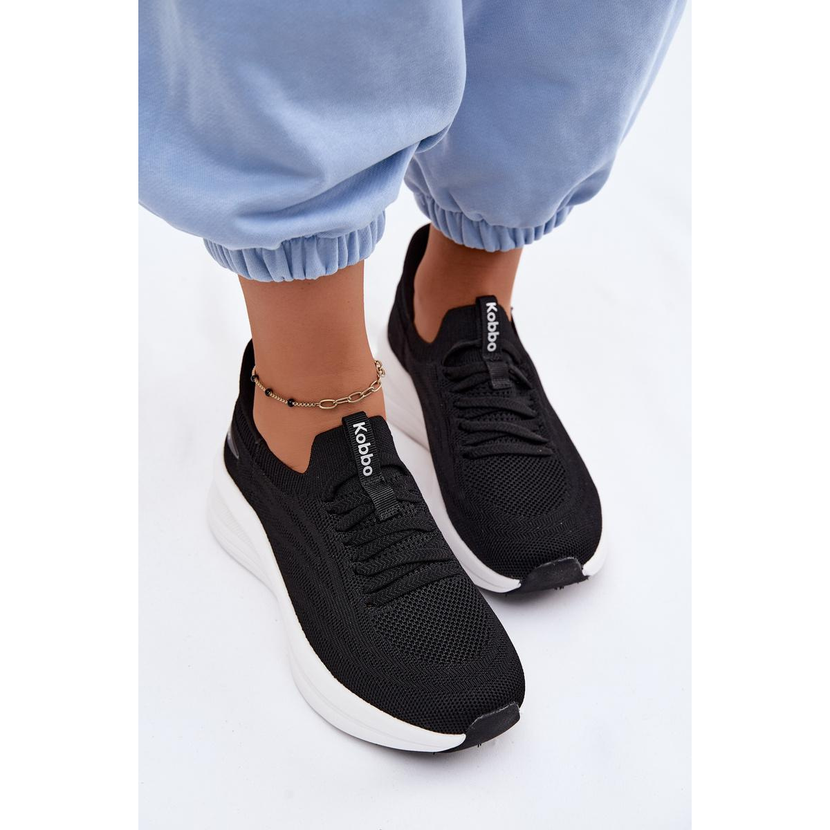 Materiálové Športové Topánky Dámske Slip-On Kobbo 102425 Čierne - Čierna