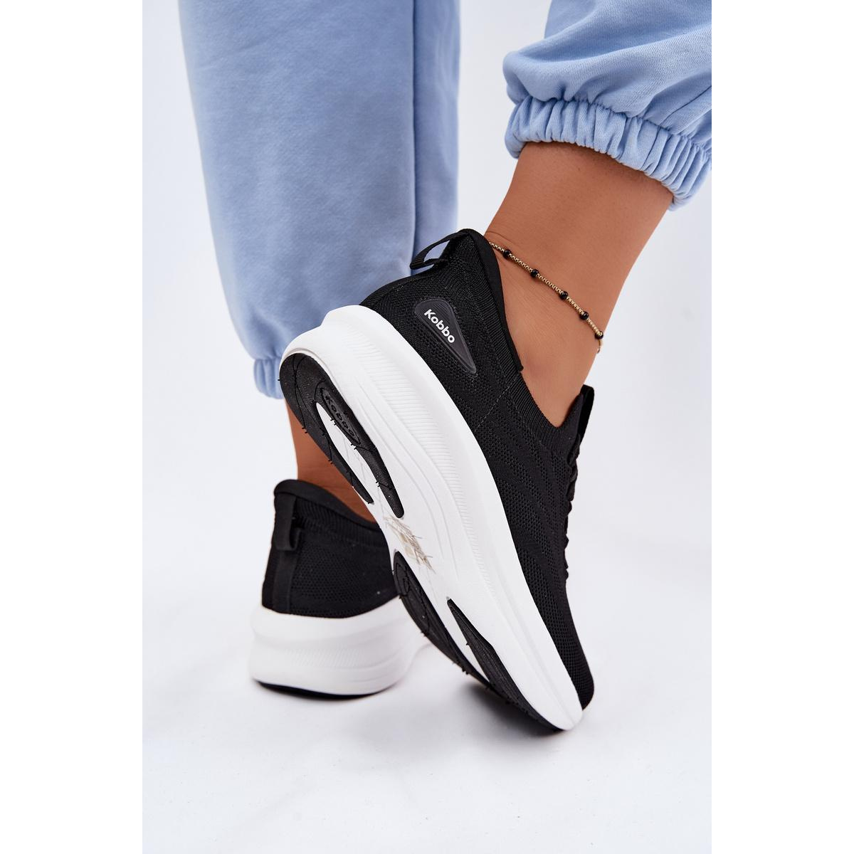 Materiálové Športové Topánky Dámske Slip-On Kobbo 102425 Čierne - Čierna