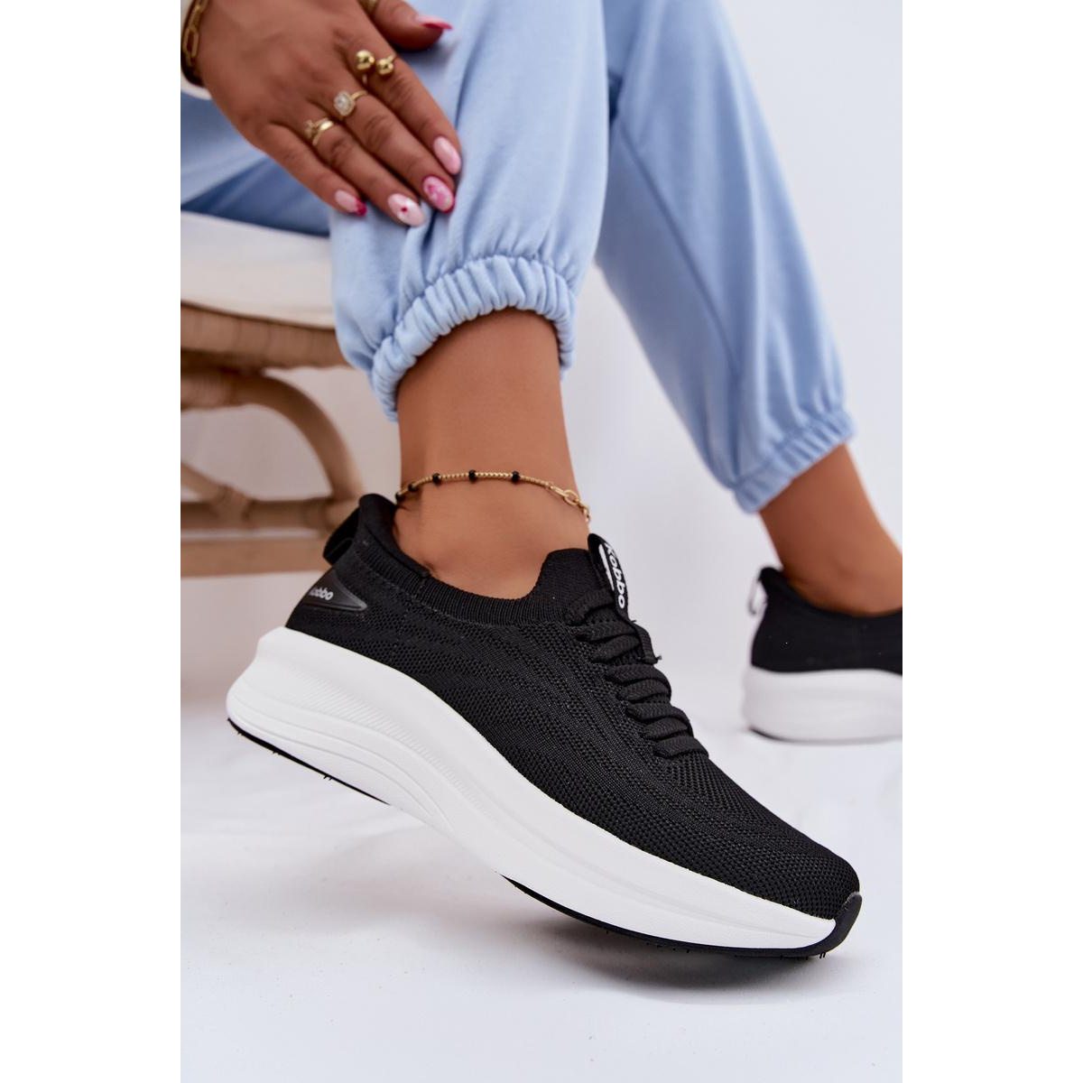 Materiálové Športové Topánky Dámske Slip-On Kobbo 102425 Čierne - Čierna