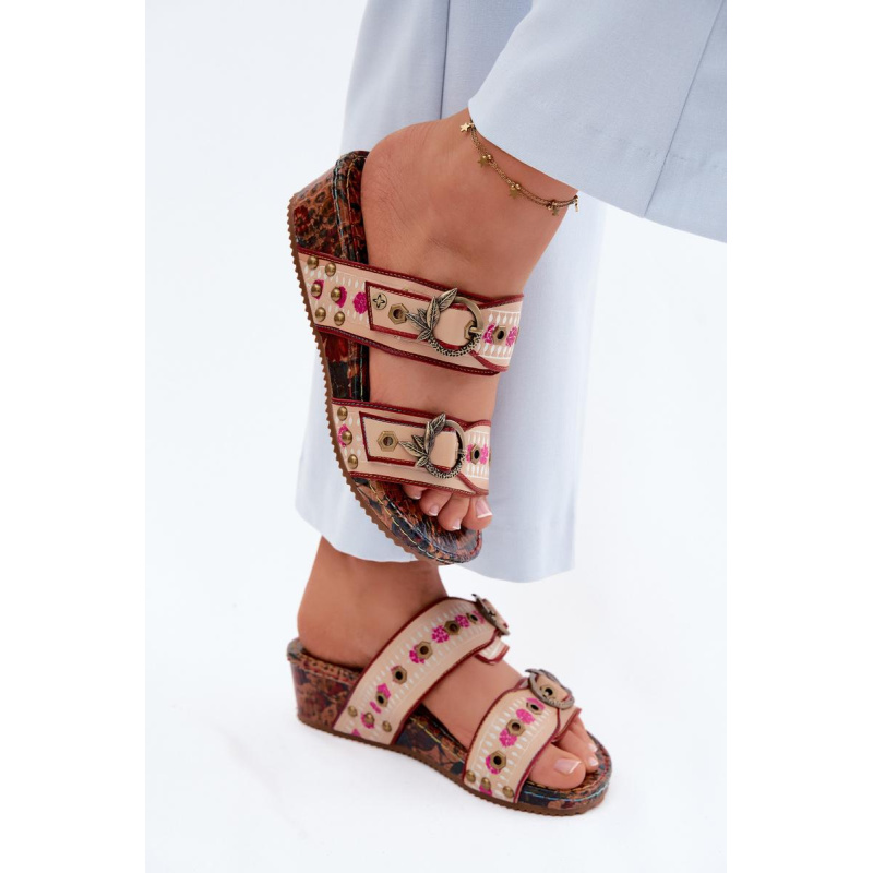 Kožené Vzorované Dámske Platformové Sandále Maciejka K7406-04 Multikolor