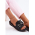 Dámske kožené papuče s mašličkou S.Barski KV61-6061 Čierne - Čierna