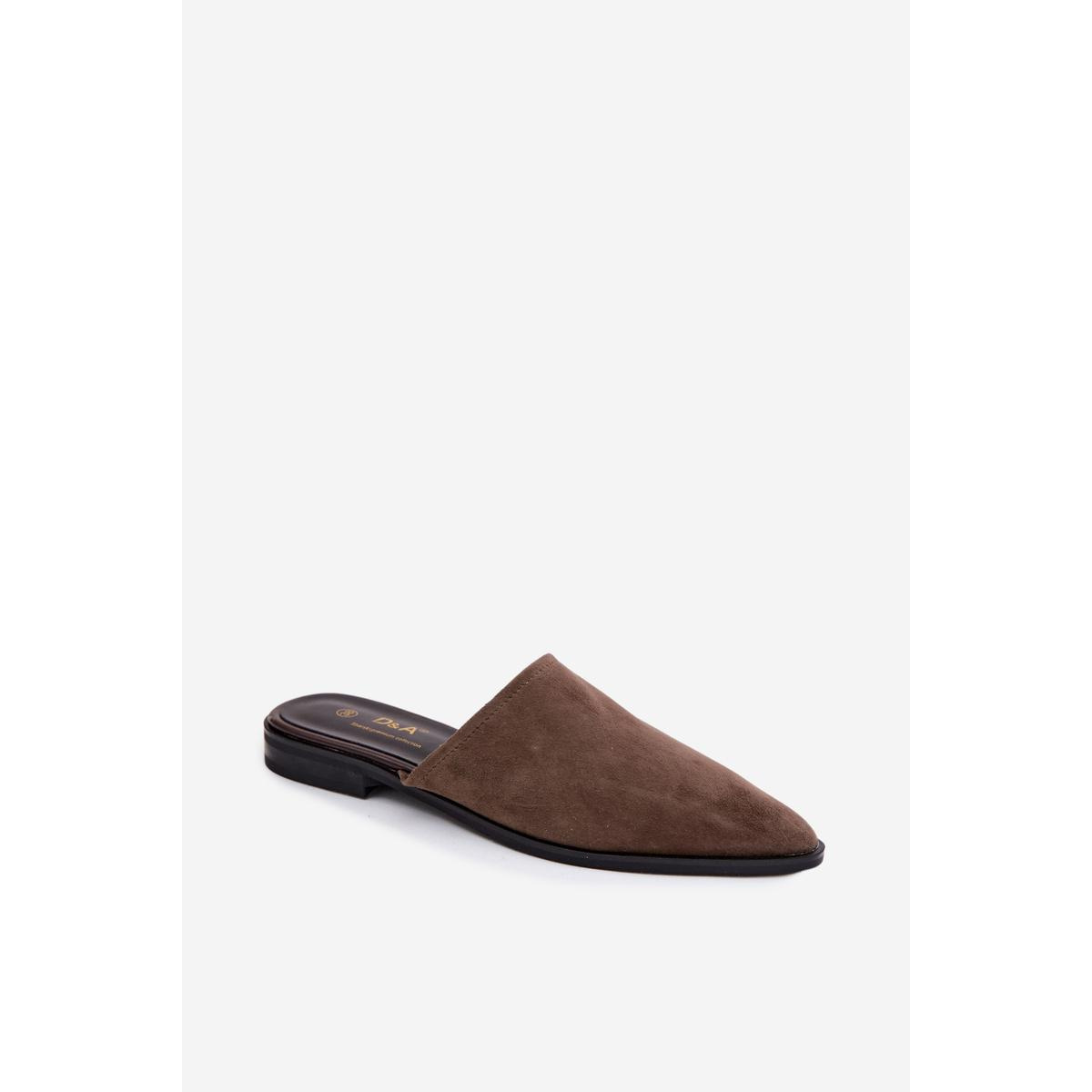 Kožené semišové dámske muly ploché D&A JC61-1004 khaki