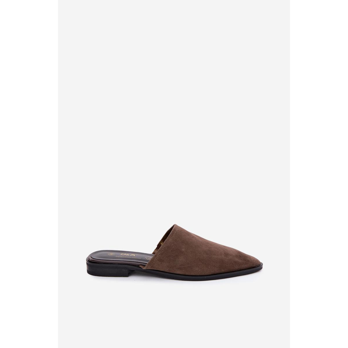Kožené semišové dámske muly ploché D&A JC61-1004 khaki