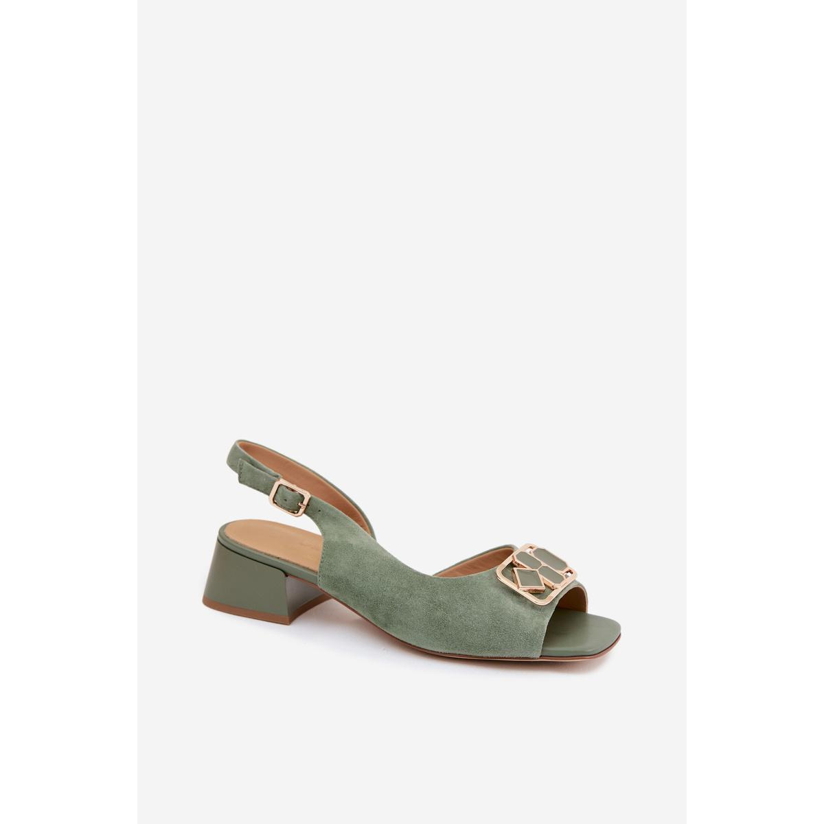 Elegantné semišové sandále s opätkom D&A CE61-3127 Zelené - Odtiene zelenej