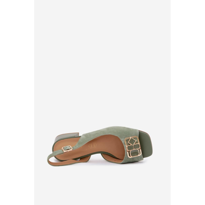 Elegantné semišové sandále s opätkom D&A CE61-3127 Zelené - Odtiene zelenej