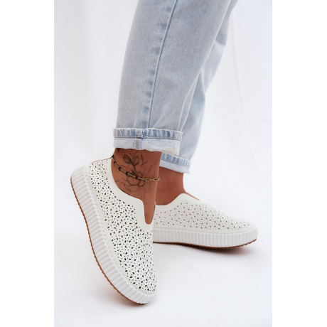 Otvorené Slip-On Platformové Topánky Biele Glamma - Biela