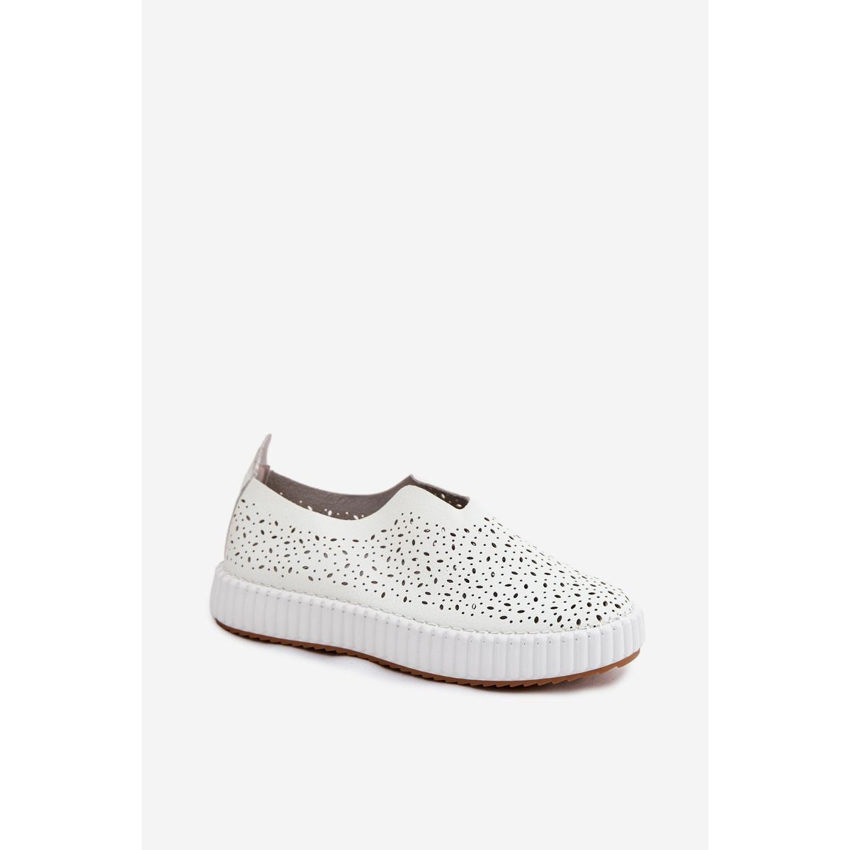 Otvorené Slip-On Platformové Topánky Biele Glamma - Biela