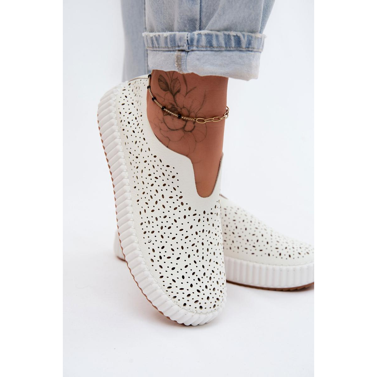Otvorené Slip-On Platformové Topánky Biele Glamma - Biela