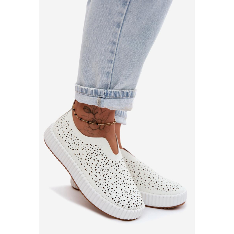 Otvorené Slip-On Platformové Topánky Biele Glamma - Biela