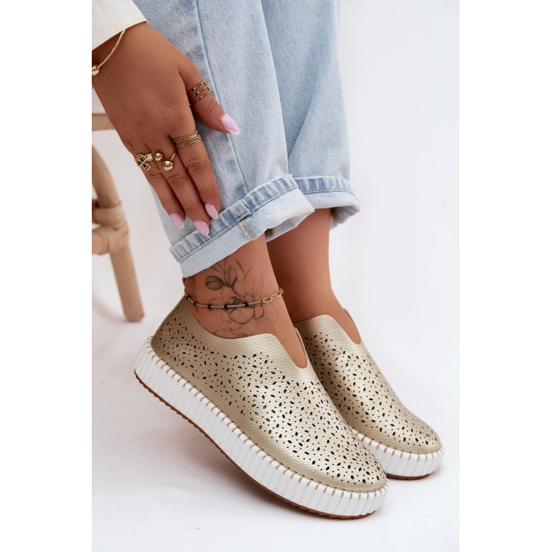 Otvorené Slip-on Platformové Topánky Zlaté Glamma - Zlatá