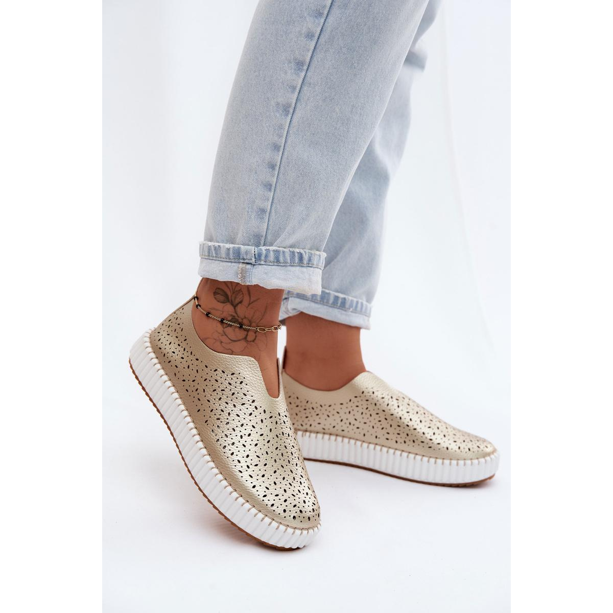 Otvorené Slip-on Platformové Topánky Zlaté Glamma - Zlatá