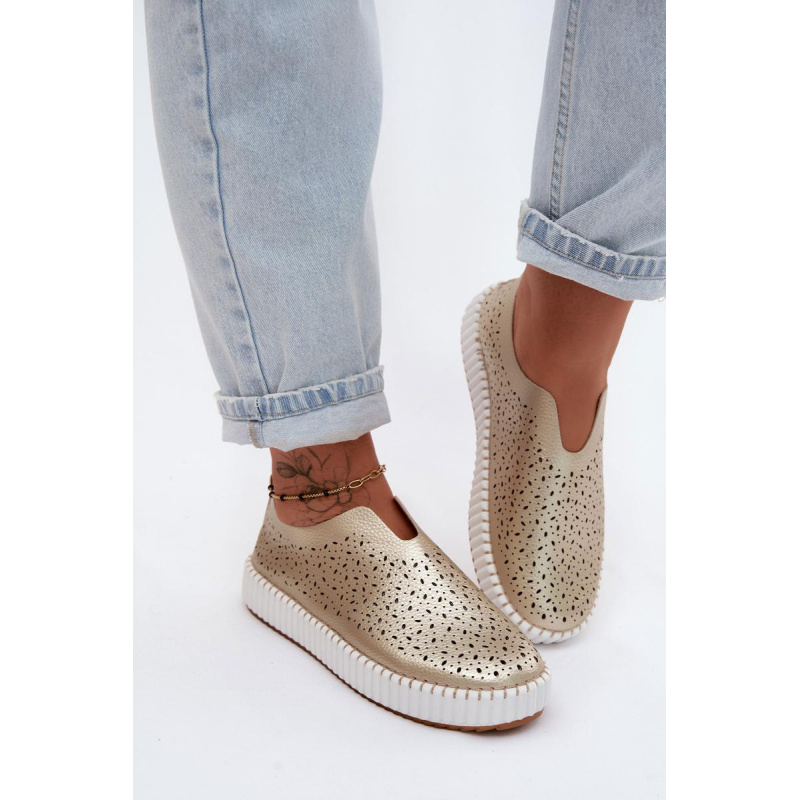 Otvorené Slip-on Platformové Topánky Zlaté Glamma - Zlatá