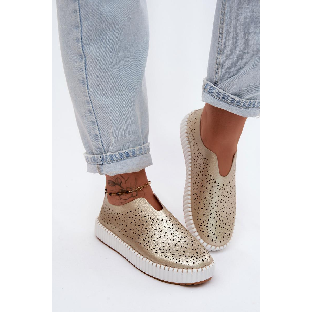 Otvorené Slip-on Platformové Topánky Zlaté Glamma - Zlatá