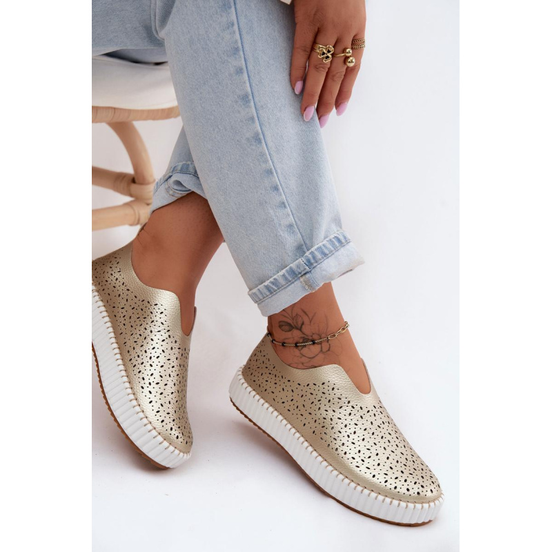 Otvorené Slip-on Platformové Topánky Zlaté Glamma - Zlatá