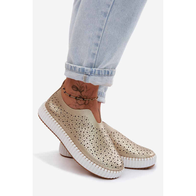 Otvorené Slip-on Platformové Topánky Zlaté Glamma - Zlatá