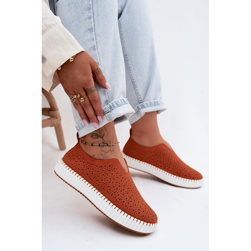 Otváracie slip-on na platforme Oranžové Glamma - Odtiene oranžovej