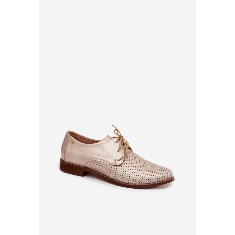 Kožené Dámske Elegantné Šnurovacie Topánky Zazoo 4238 Zlato - Zlatá