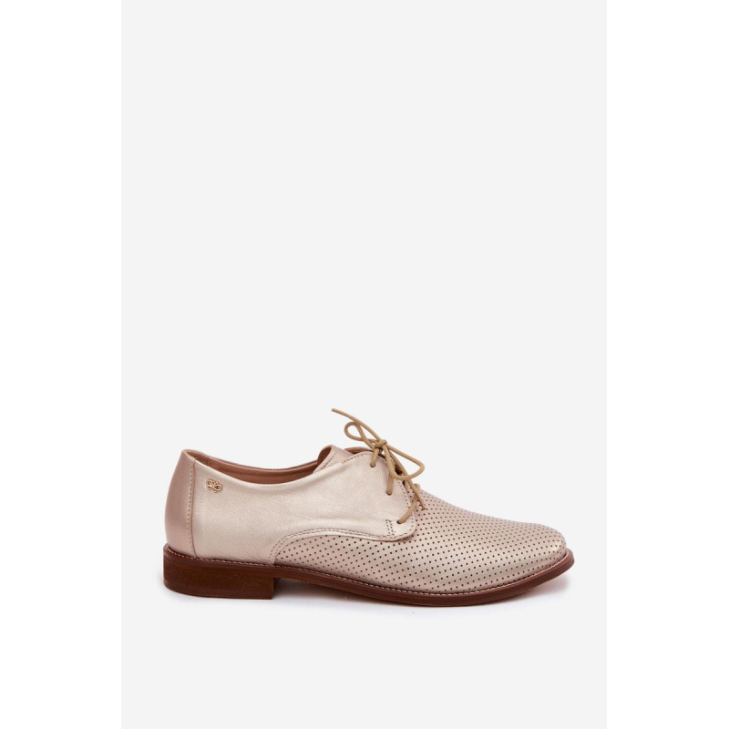 Kožené Dámske Elegantné Šnurovacie Topánky Zazoo 4238 Zlato - Zlatá