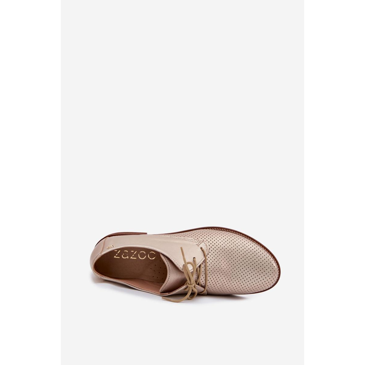 Kožené Dámske Elegantné Šnurovacie Topánky Zazoo 4238 Zlato - Zlatá