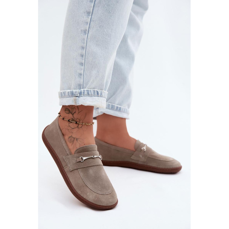 Semišové Mokasíny Barefoot Z Zazoo Cappuccino - Béžová