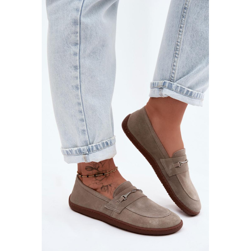 Semišové Mokasíny Barefoot Z Zazoo Cappuccino - Béžová