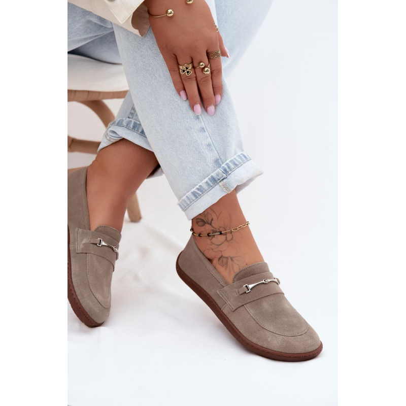 Semišové Mokasíny Barefoot Z Zazoo Cappuccino - Béžová