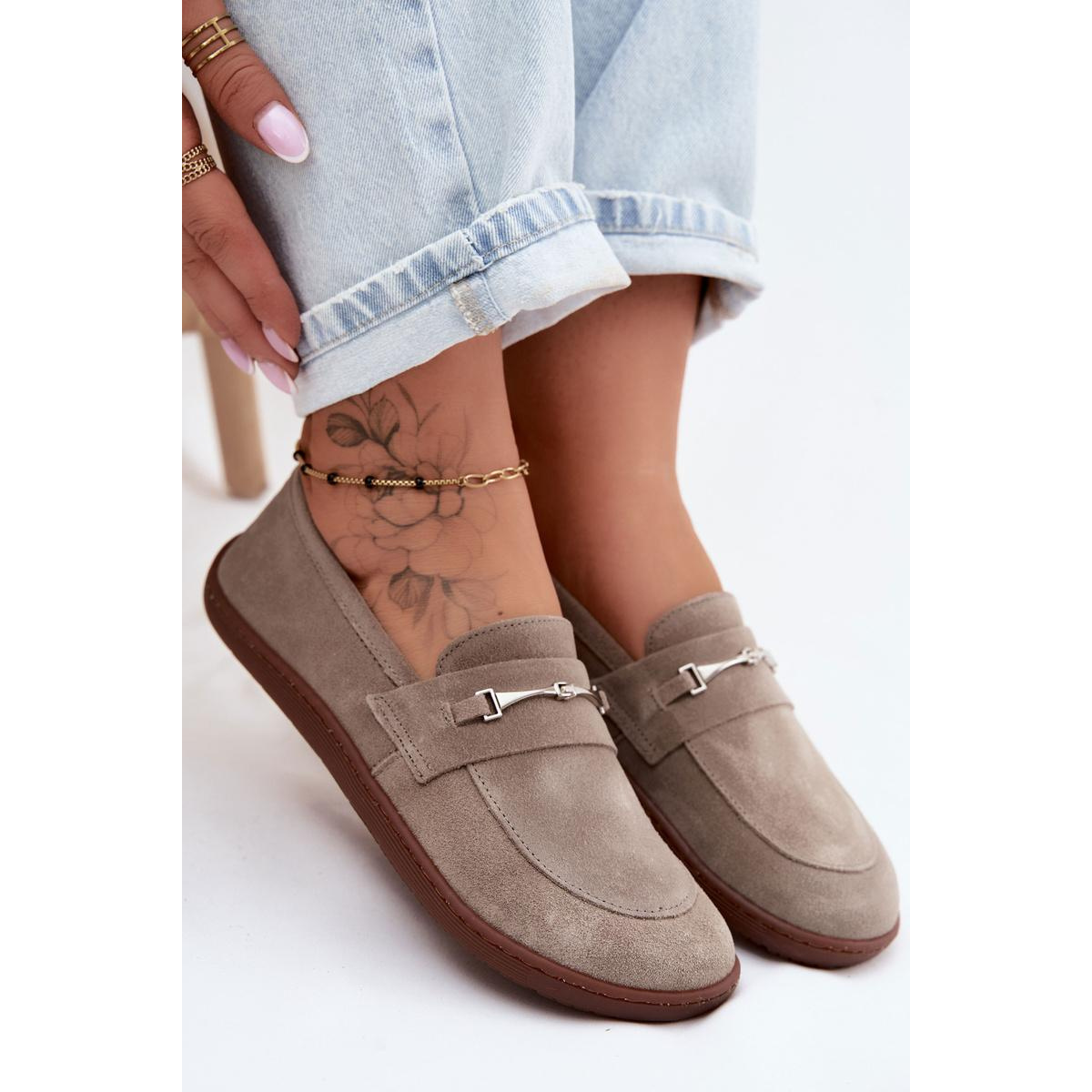 Semišové Mokasíny Barefoot Z Zazoo Cappuccino - Béžová