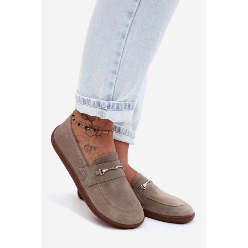 Semišové Mokasíny Barefoot Z Zazoo Cappuccino - Béžová