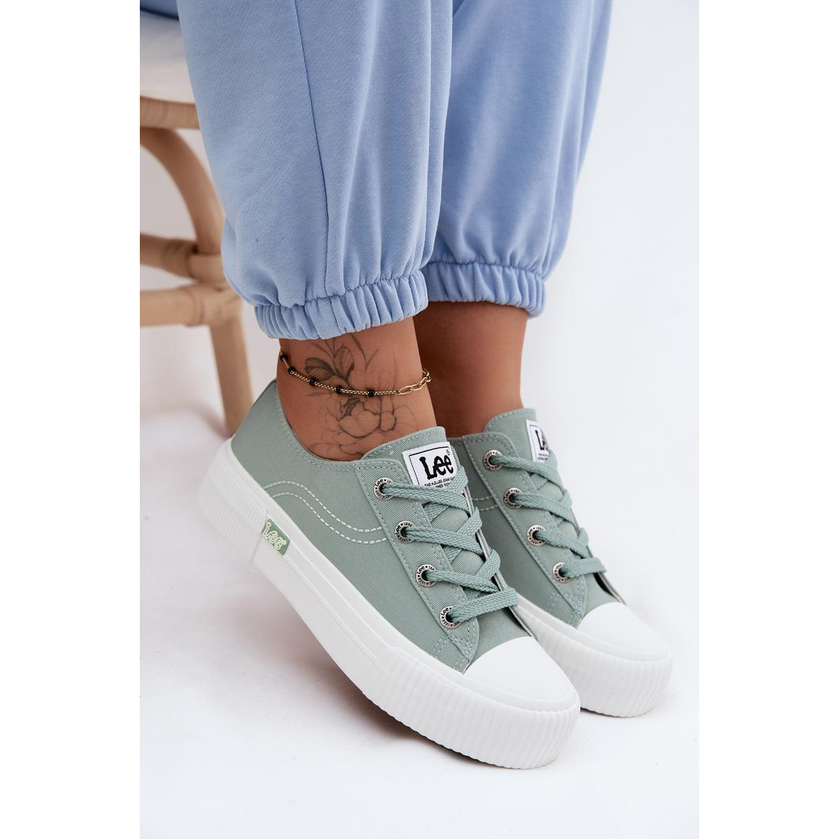 Dámske tenisky na platforme LEE ISLA C WOMEN LOW 50261002.98K Mäta - Odtiene zelenej