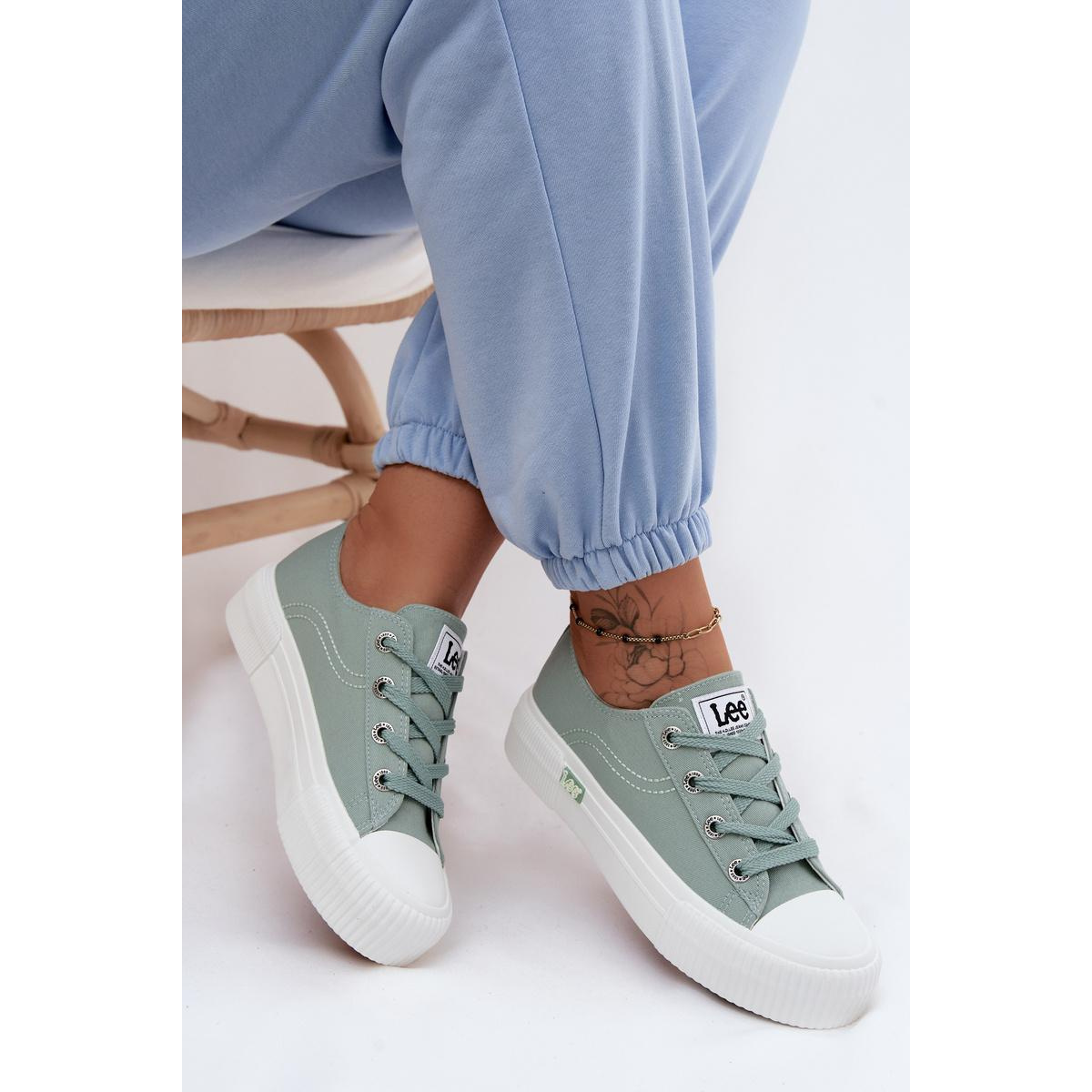 Dámske tenisky na platforme LEE ISLA C WOMEN LOW 50261002.98K Mäta - Odtiene zelenej