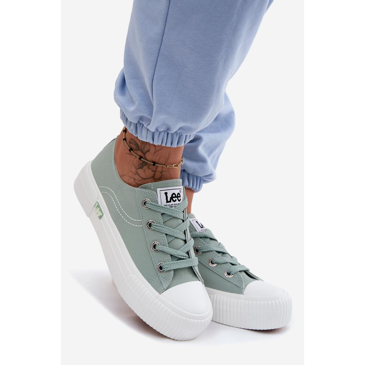 Dámske tenisky na platforme LEE ISLA C WOMEN LOW 50261002.98K Mäta - Odtiene zelenej