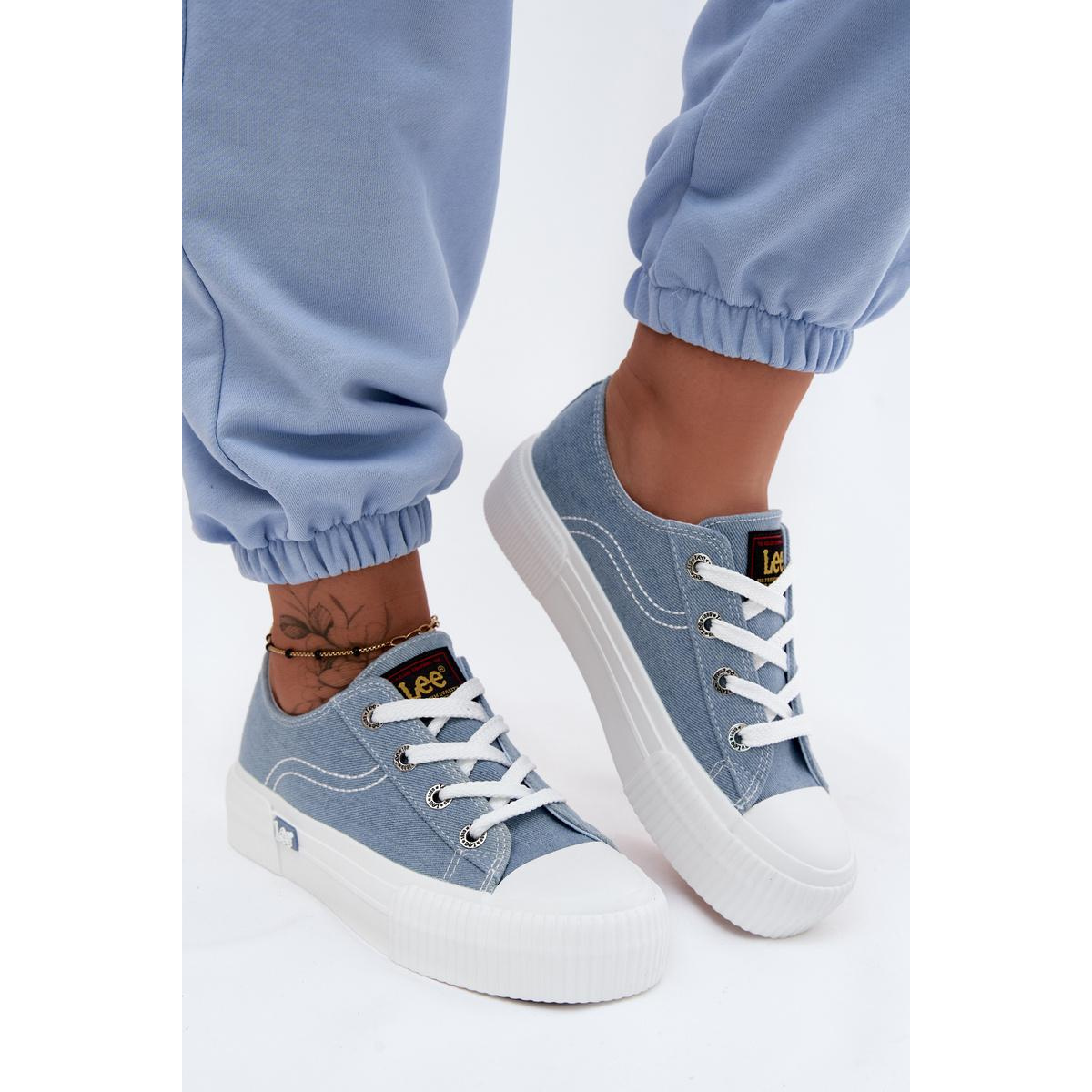 Dámske tenisky na platforme LEE ISLA C WOMEN LOW 50261002.21H džínové - Modrá