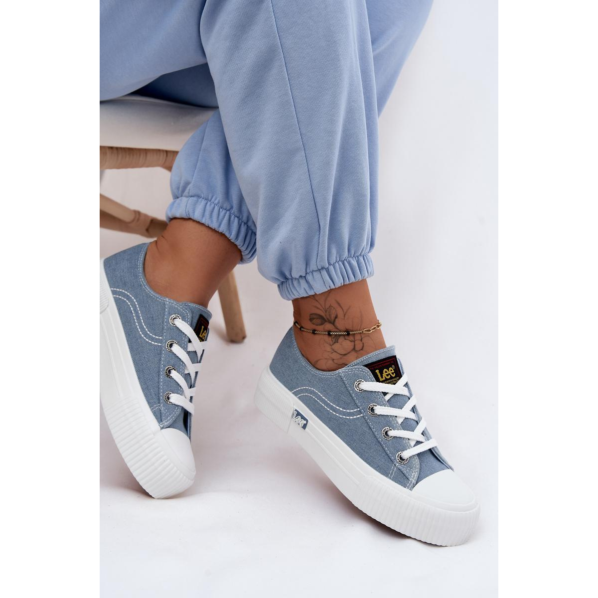 Dámske tenisky na platforme LEE ISLA C WOMEN LOW 50261002.21H džínové - Modrá