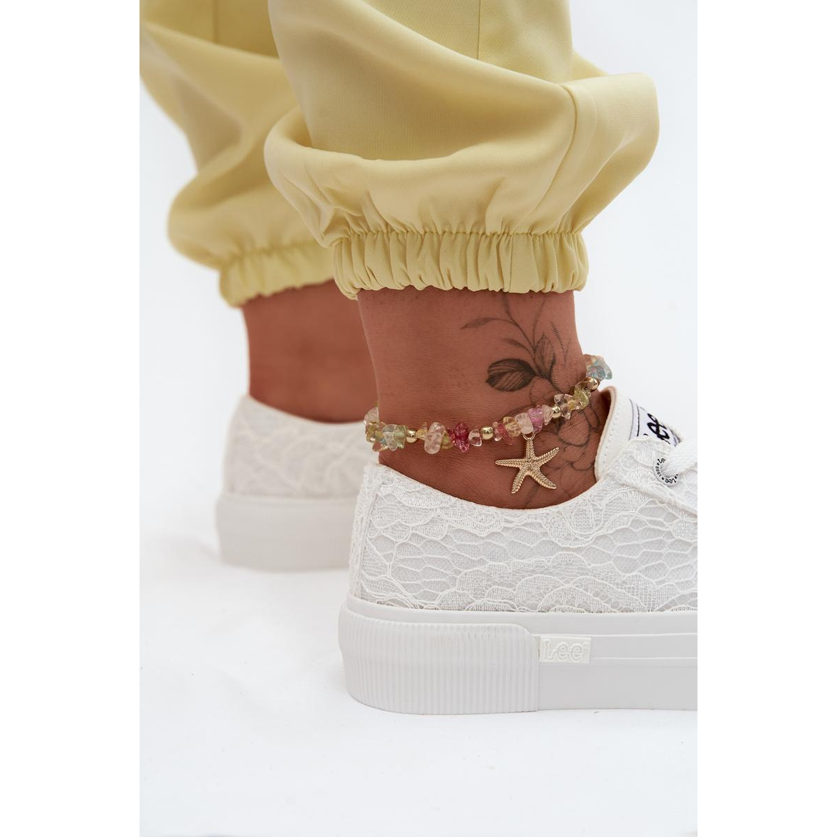 Dámske čipkované tenisky na platforme LEE ISLA LACE WOMEN LOW 50261003.1FG Biele
