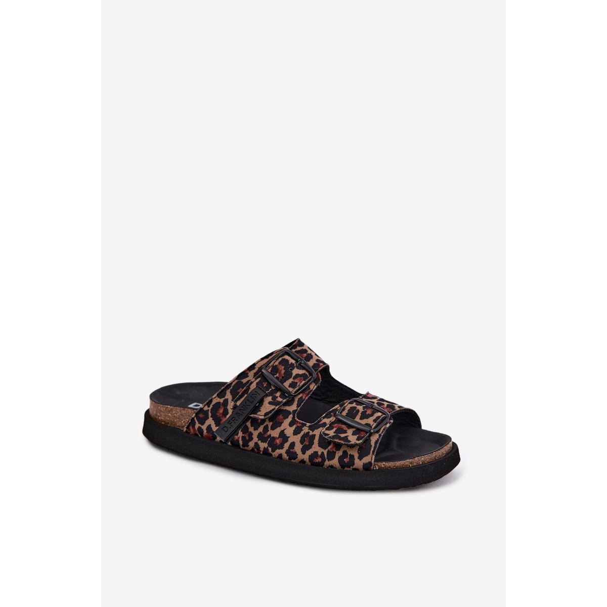 Dámske platformové šľapky s prackami D. Franklin DFSH407011 Leopard