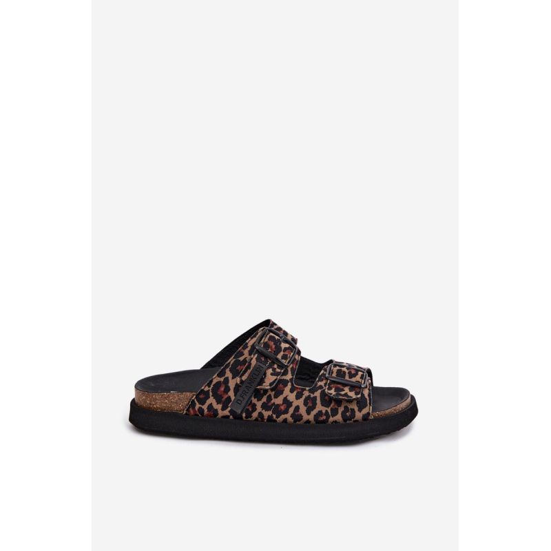 Dámske platformové šľapky s prackami D. Franklin DFSH407011 Leopard