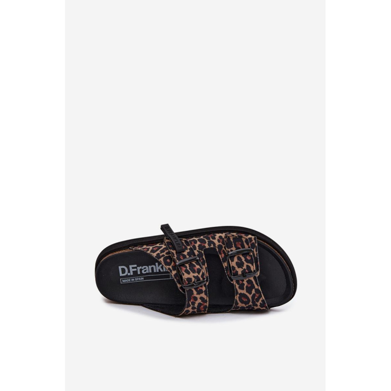 Dámske platformové šľapky s prackami D. Franklin DFSH407011 Leopard